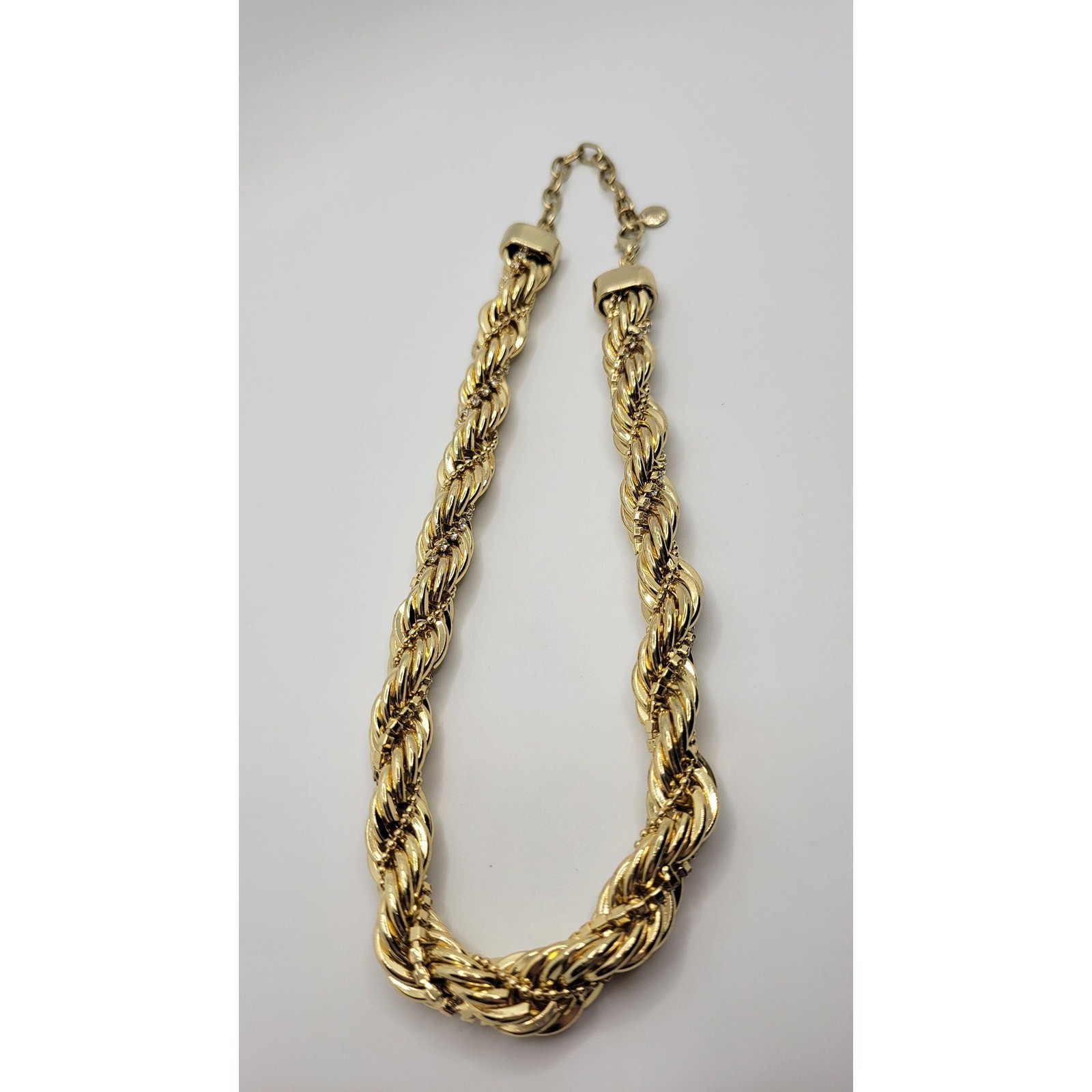 Baublebar Twisted Chain Necklace Signed Statement Crystal Strand Bead Ball