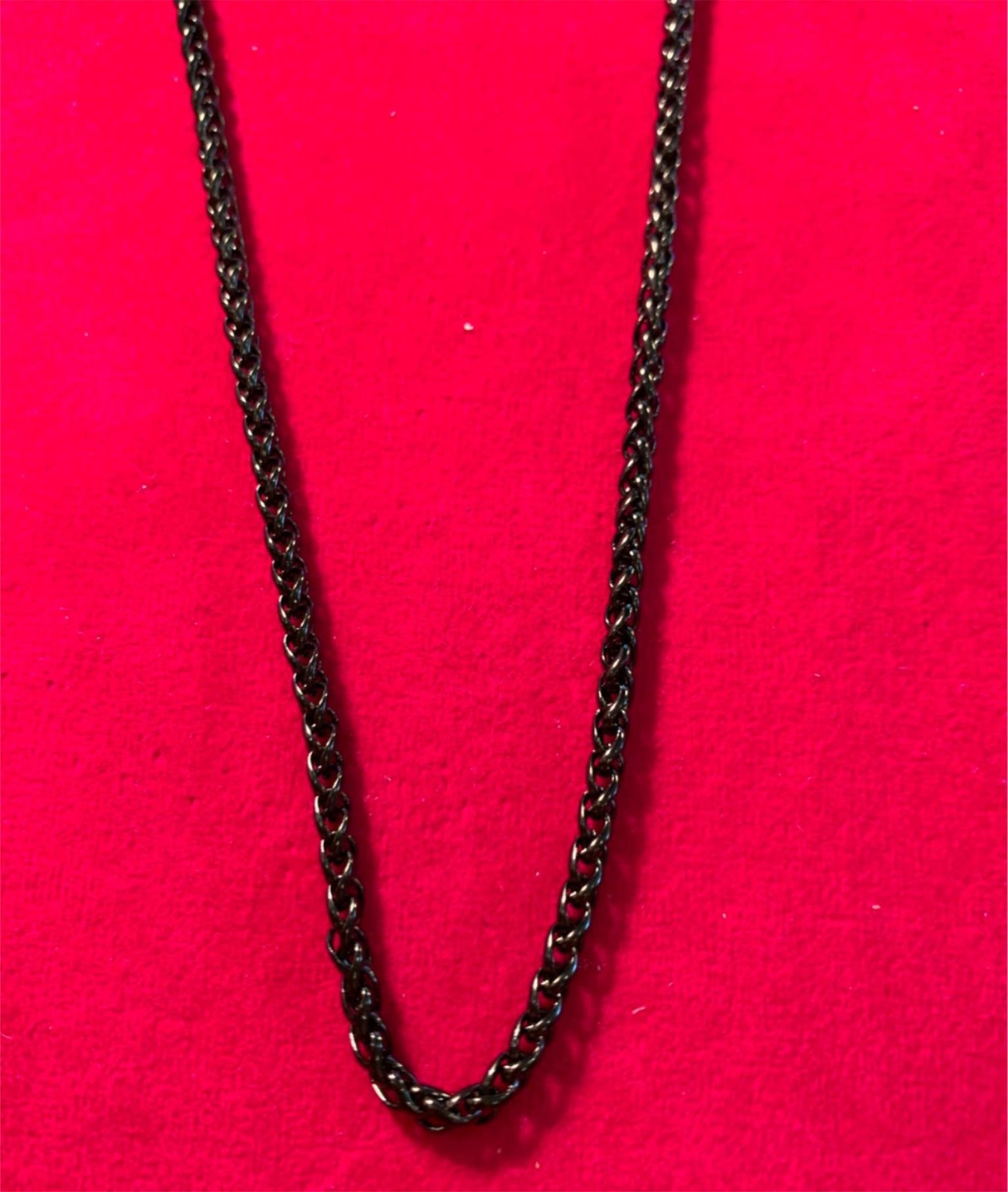 32 inch Unisex ,3mm Stainless Steel Black Plated Braided Wheat Necklace