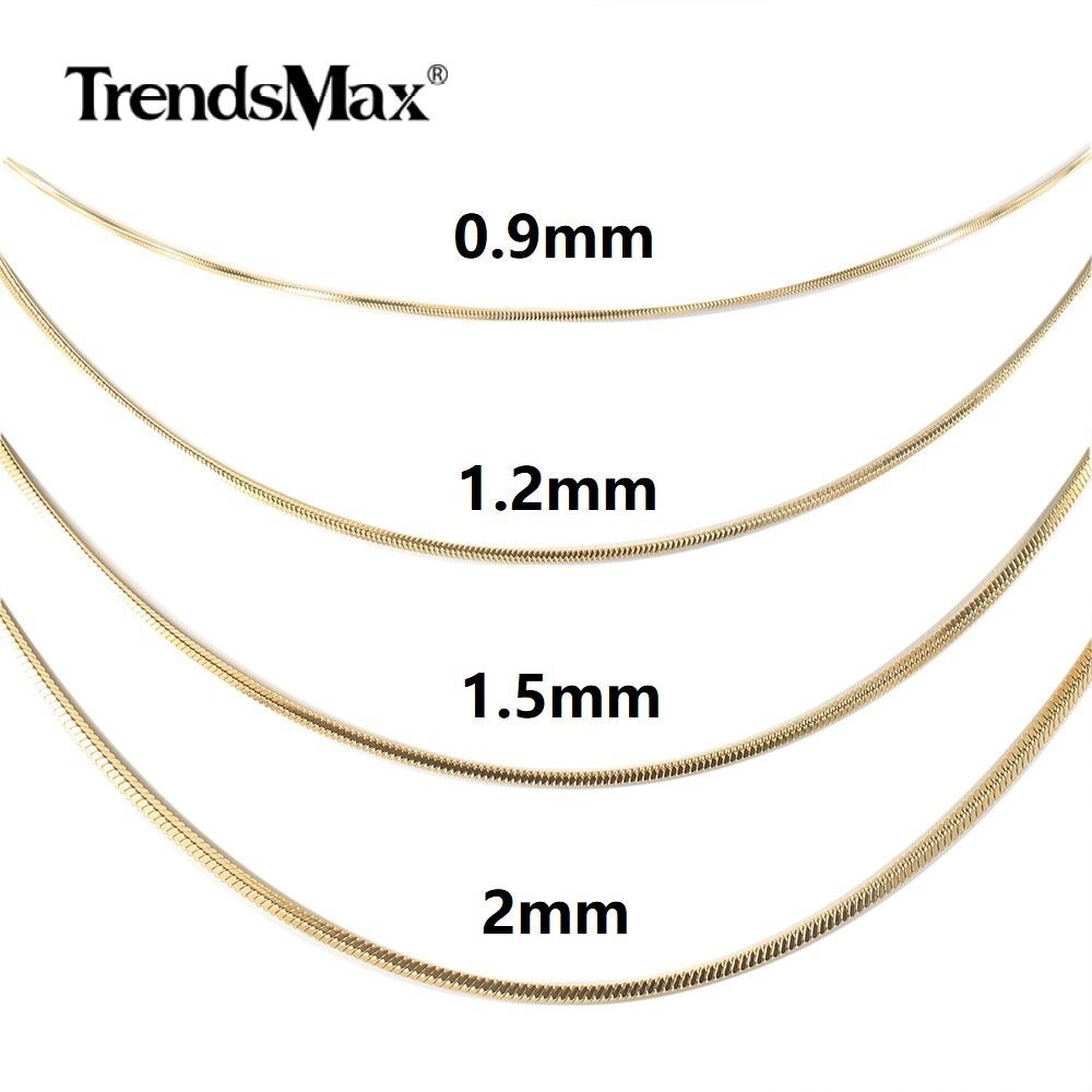 18 -30in Gold Plated Stainless Steel Square Snake Chain Necklace Women Men