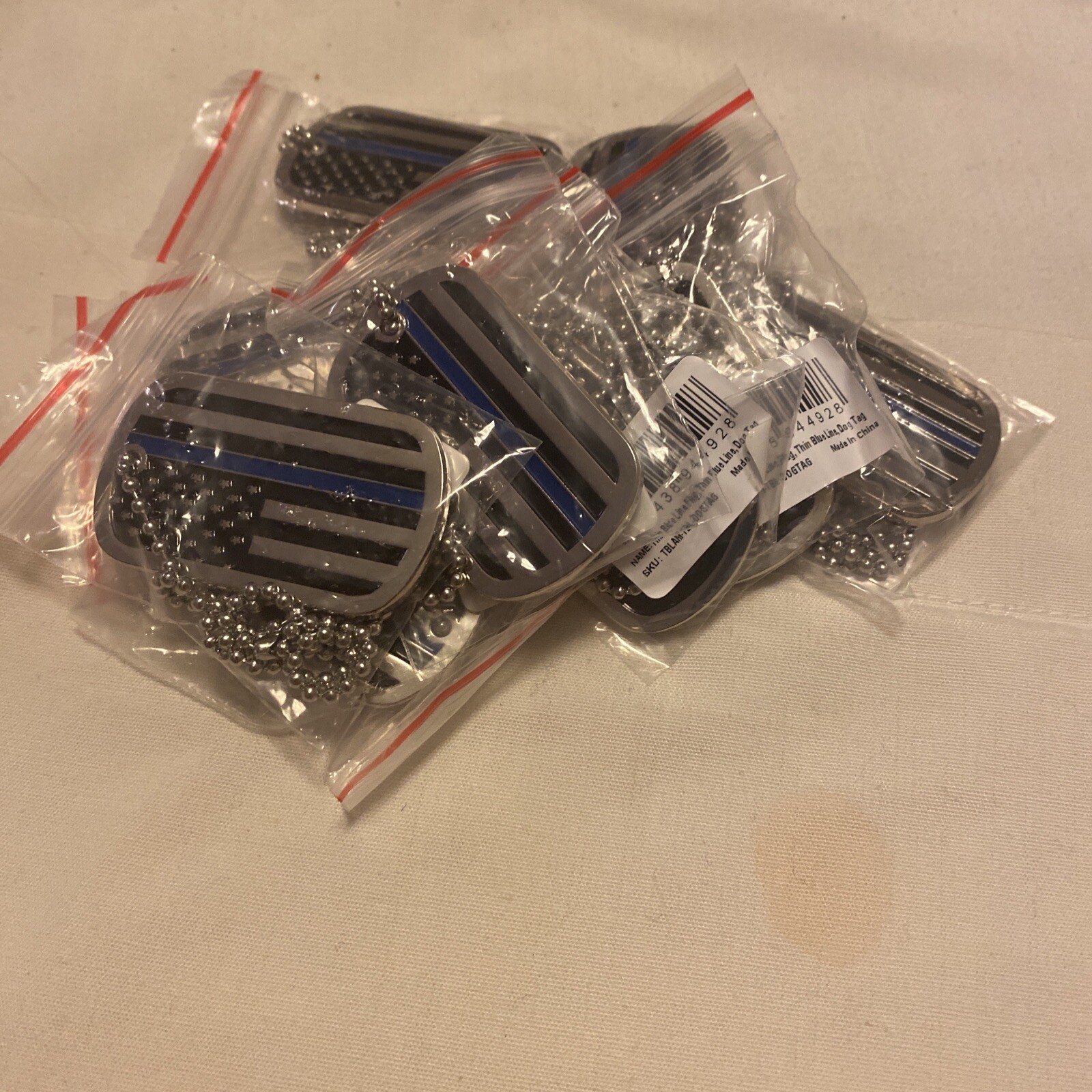 The Thin Blue Line Dog Tags & Neck Chain Police Officer’s Prayer Lot Of 10 Tags