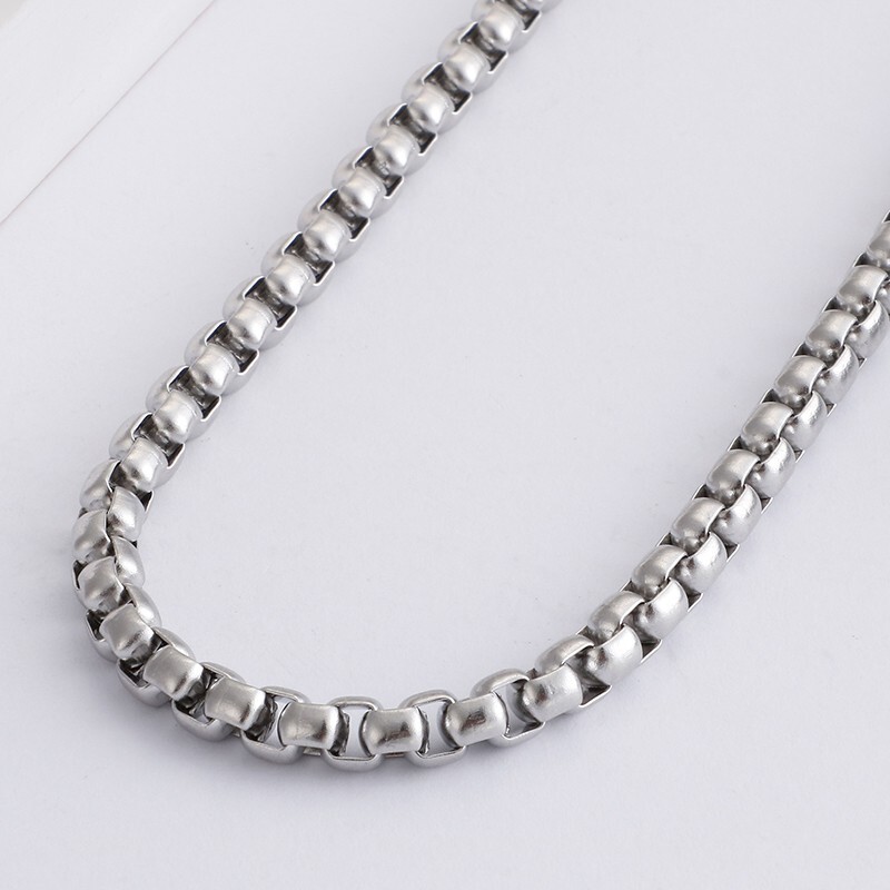 Large 6mm 24 inch Polished Stainless steel Fashion Rolo Box Link Chain Necklace