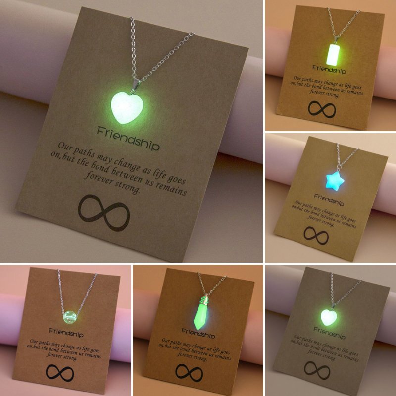 Glow In the Dark Luminous Natural Stone Heart Round Pendant Necklace Jewelry New