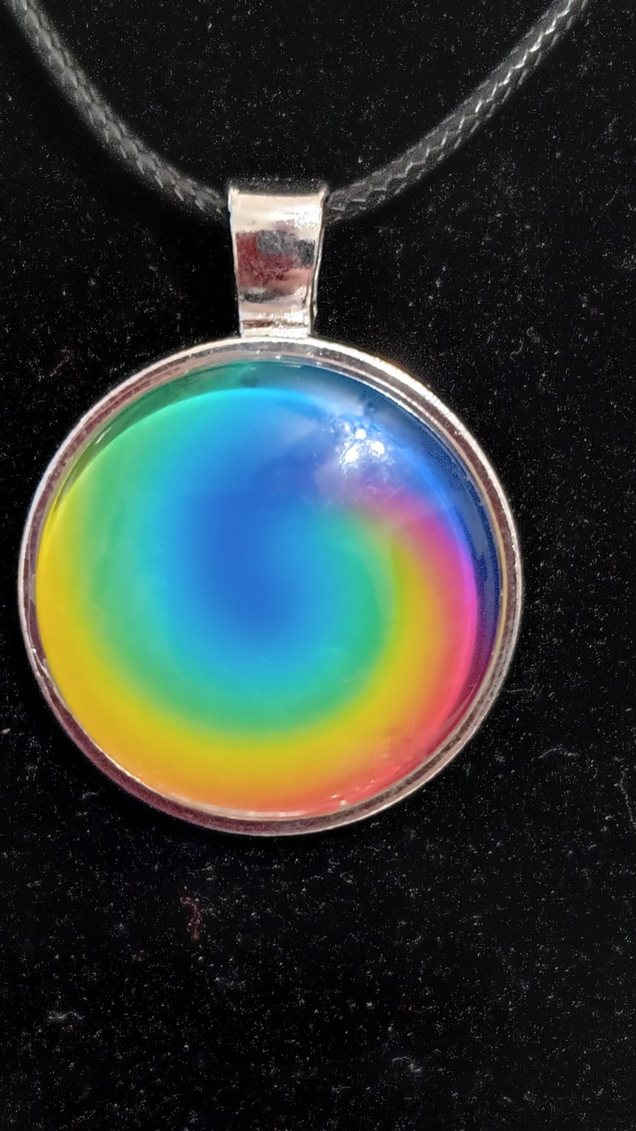 meaningful jewelry, Rainbow Swirl Pendant Necklace Colorful Round Dome Jewelry,