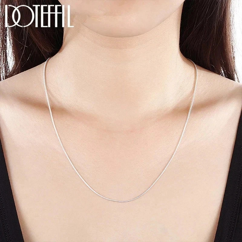 5/10pcs Wholesale 925 Sterling Solid Silver 1mm Snake Chain Necklace For Women