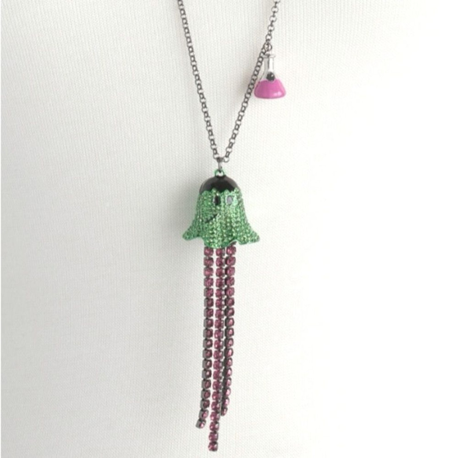 NWT Betsey Johnson Halloween Crystal Frankenstein Ghost Y Necklace