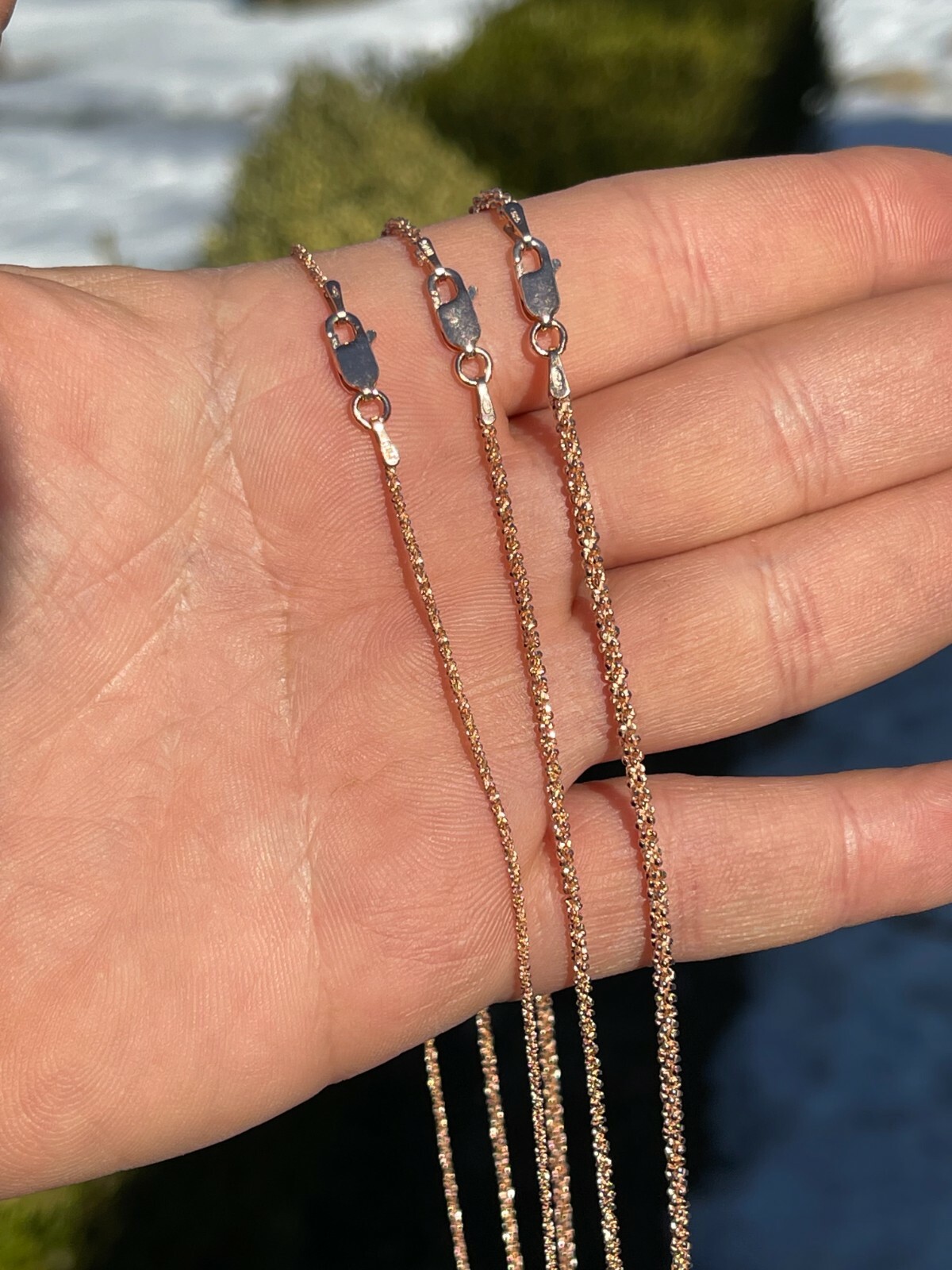 14k Rose Gold Plated Solid 925 Sterling Silver Sparkle Rope Chain Necklace Iced