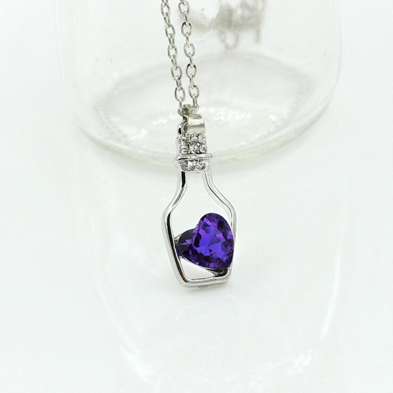 Love Bottle Silver Plated Girl Charm Necklace Gift Women Pendant Fashion Jewelry