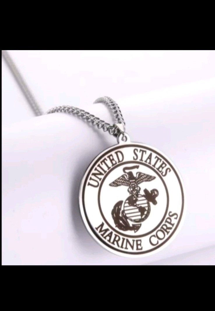 Stainless steel USMC United States Marine Corps pendant necklace silver 20″