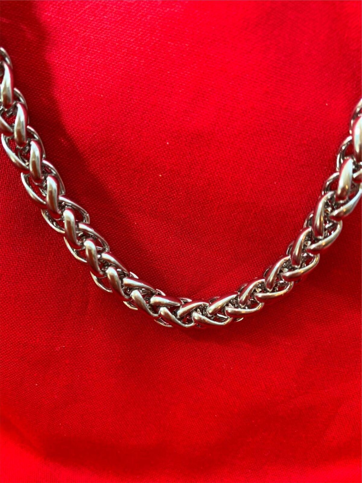40 INCH STAINLESS STEEL SILVER 7MM WHEAT ROPE CHAIN NECKLACE