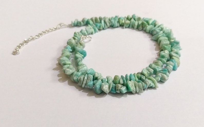 A++ Natural Amazonite Smooth Uncut Chips Gemstone Beaded Handmade Necklaces 18”