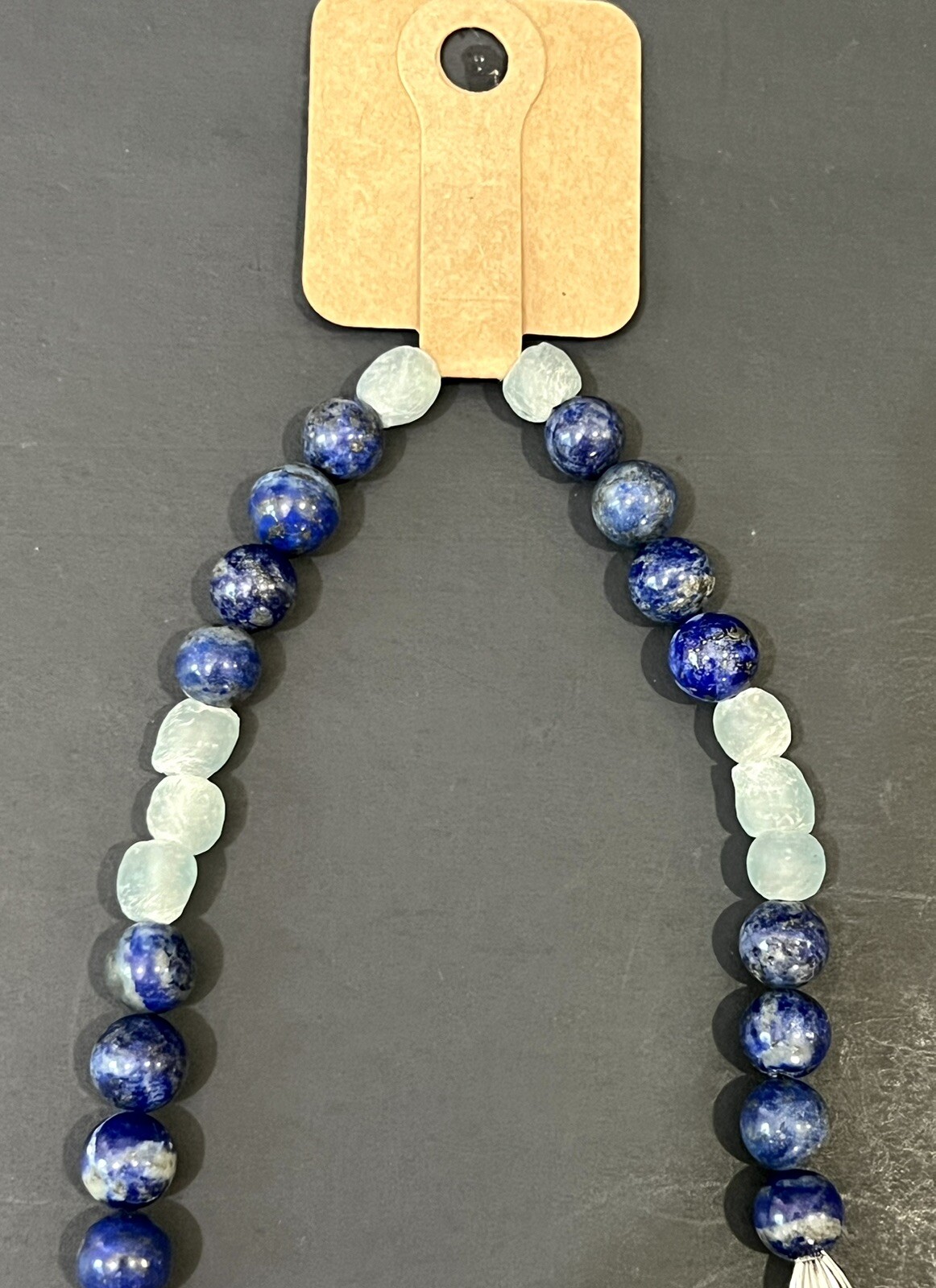 Handmade Jewish Star Of David Silver & Blue Beaded Elastic Chocker Necklace NEW