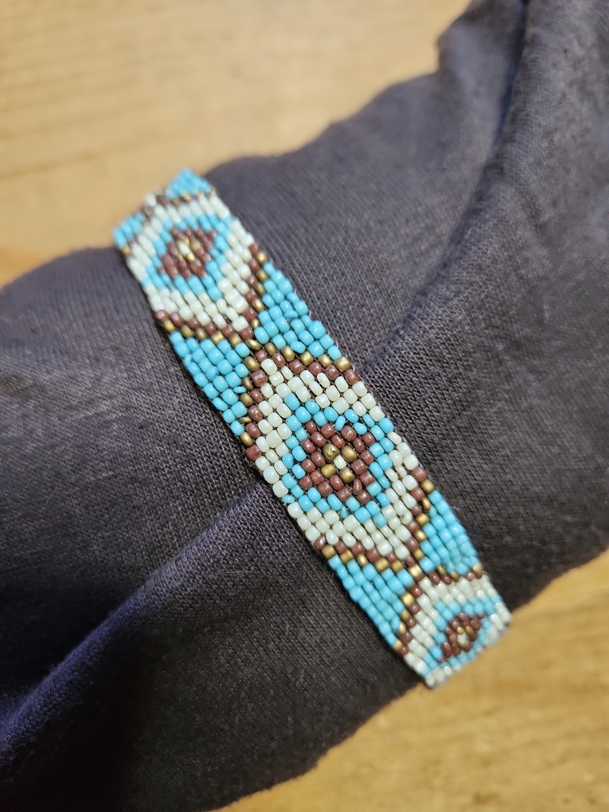 Unbranded Beaded Choker, Brown/ Turquoise Color With Extender To 15 Inches. NWOT