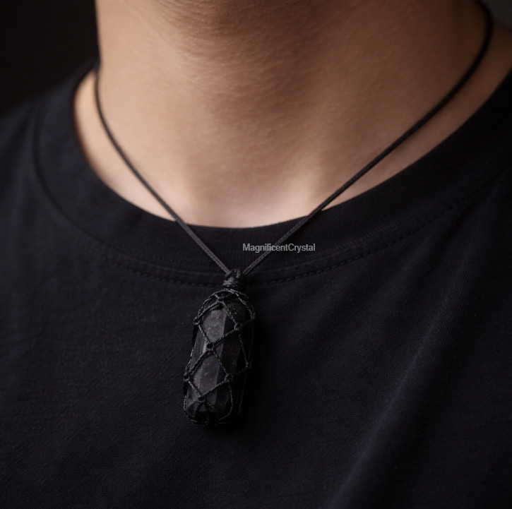 Raw Black Tourmaline Pendant Hand-Wrapped Healing Crystal Protection Necklace