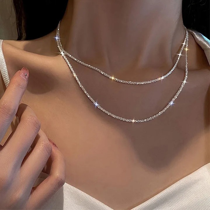 925 Sterling Silver 40-75cm Exquisite Sparkling Necklace Fashion Women Couple