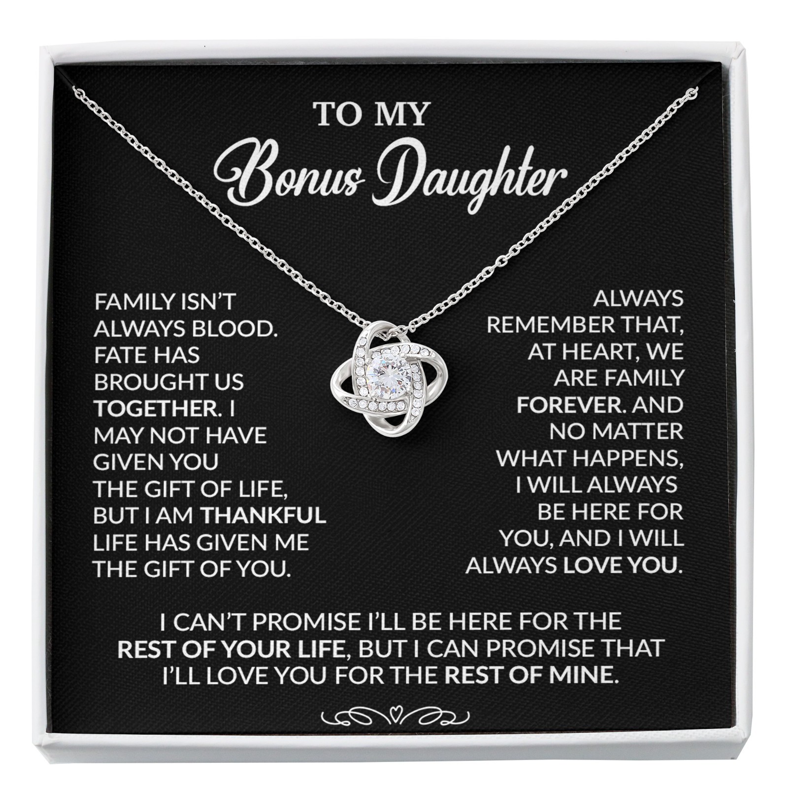 To My Bonus Daughter Necklace Birthday Gift Step Daughter Jewelry Keepsake