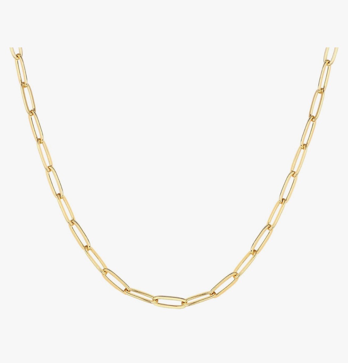 14k Gold Plated Stainless Steel Paperclip Cable Chain Necklace Choker 14+2″
