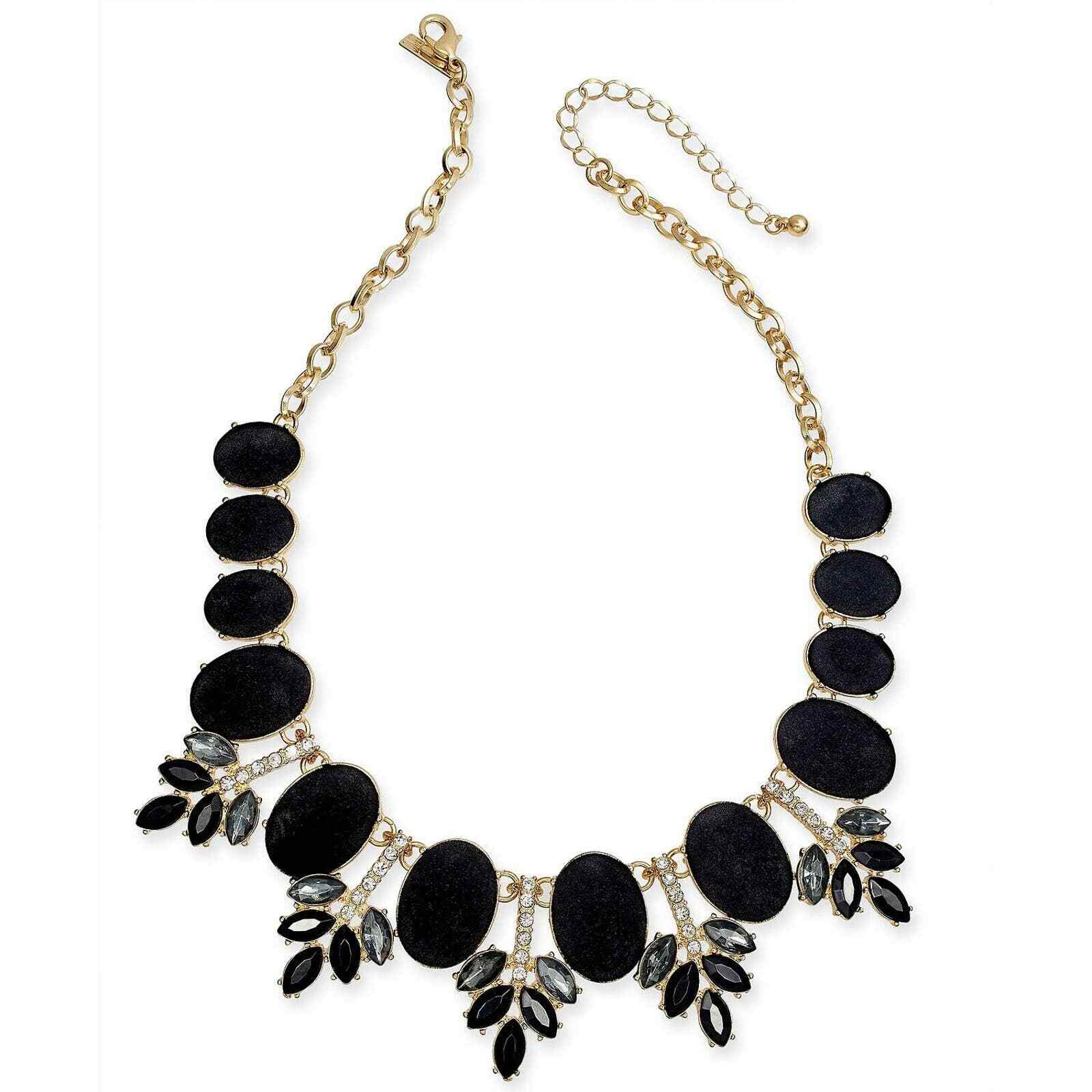 I.n.c. Gold-Tone Faux Velvet Multi-Stone & Crystal Statement Necklace $44