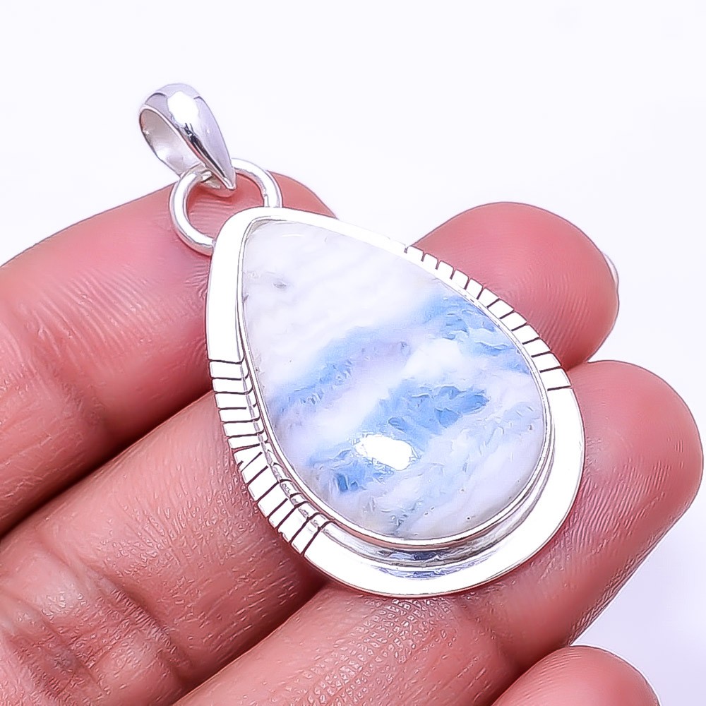 Blue Scheelite – Turkey Gemstone 925 Sterling Silver Pendant 1.76″ P395
