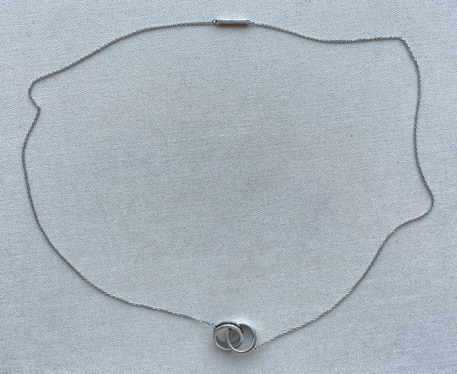 DUEROS Double Ring Necklace Sterling Zirconia Love Future 24″ Unisex Barcelona