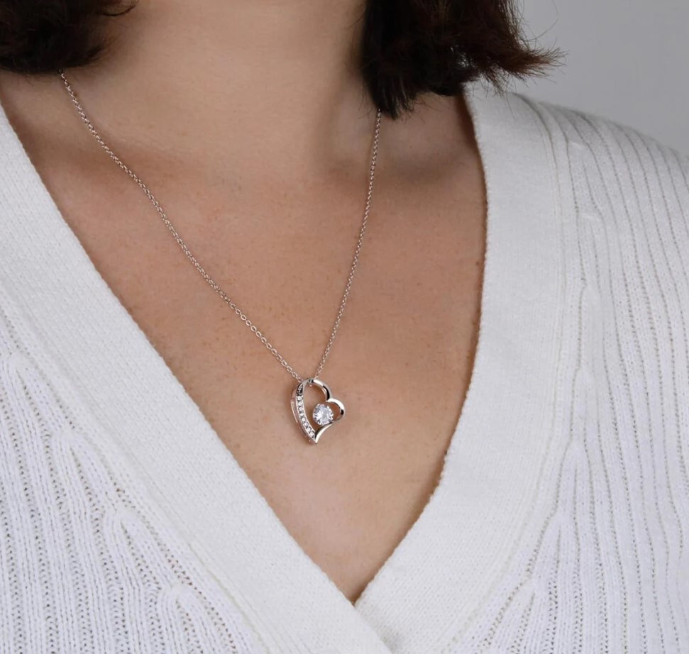 Anniversary Gift For Wife, Romantic Wife Necklace Jewelry Gold Heart Gift