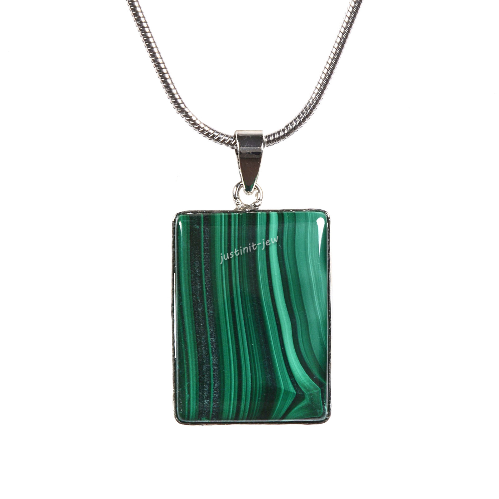 22mm Natural Malachite Carved Moon Chakra Pendant Necklace 22 inch