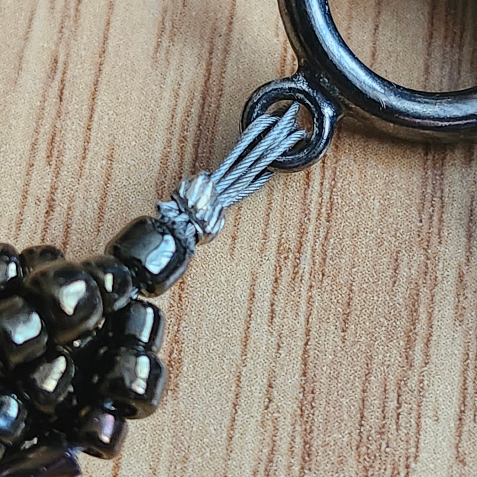 Black Iridescent Multistrand Bugle Bead Necklace 6 Strand Toggle Clasp Boho 27in