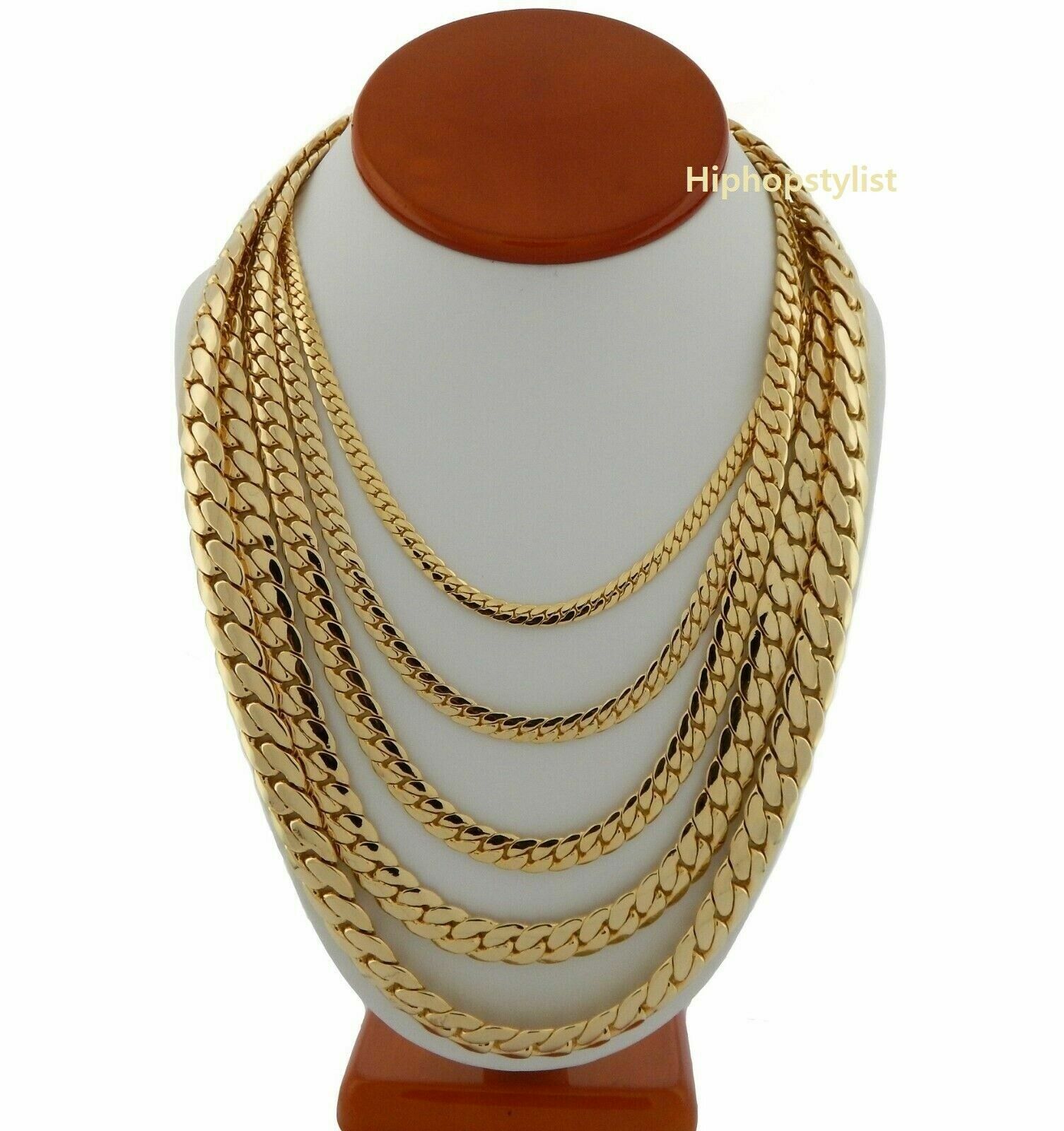 Men’s 14k Miami Cuban Link Chain Necklace Bracelet 4mm to 12mm Gold Plated