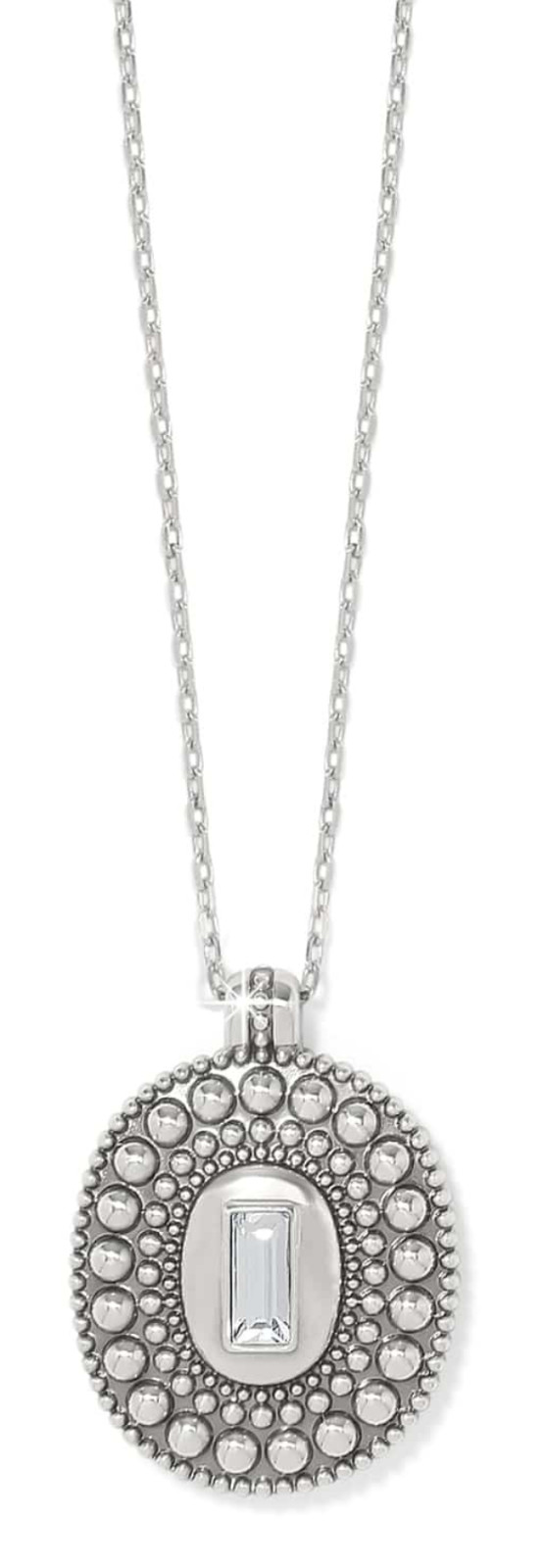 Brighton Pretty Tough Gem Necklace Silver-Clear #JM759D MSRP: $72 NWT