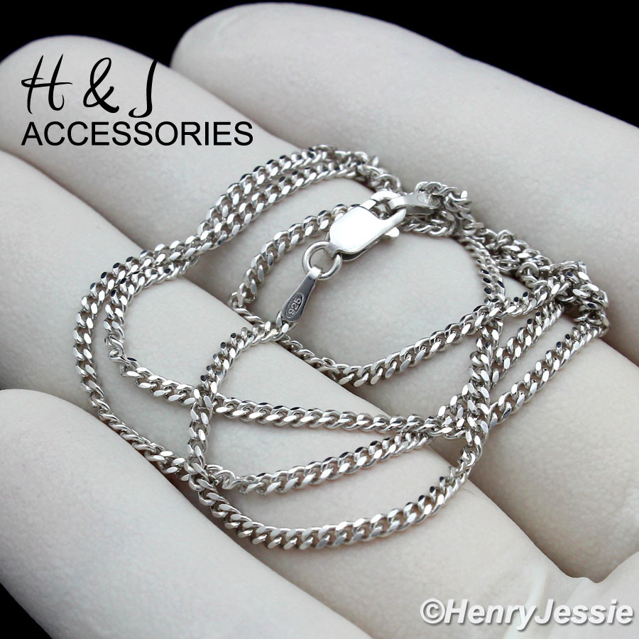 16″-24″MEN WOMEN 925 STERLING SILVER 2MM MIAMI CUBAN CURB CHAIN NECKLACE*ASN14