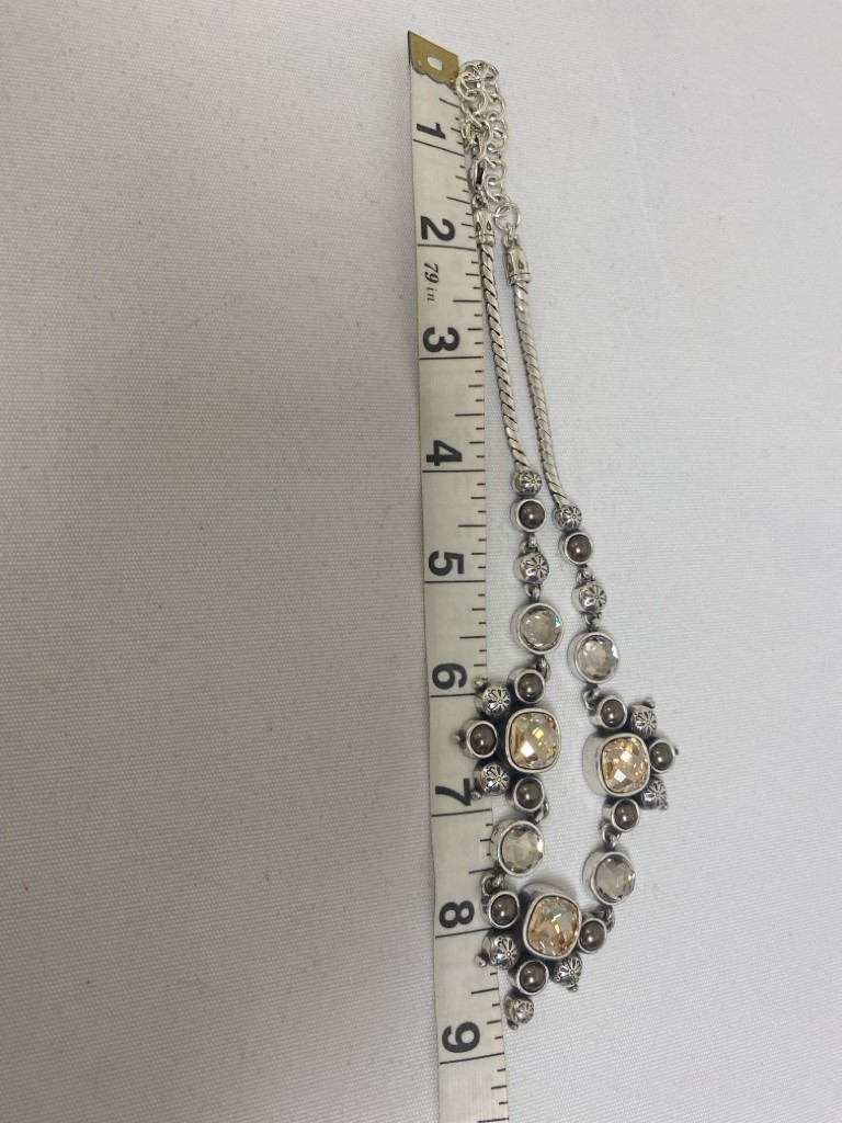 Brighton Silver Color Amber Jeweled Necklace