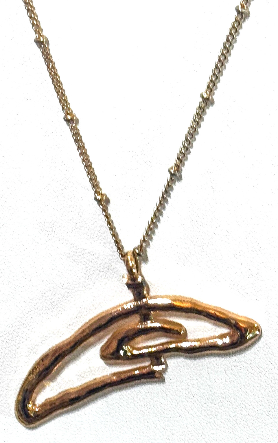 Versona Gold Tone Organic Pendant Saturn Chain Long Adjustable Necklace