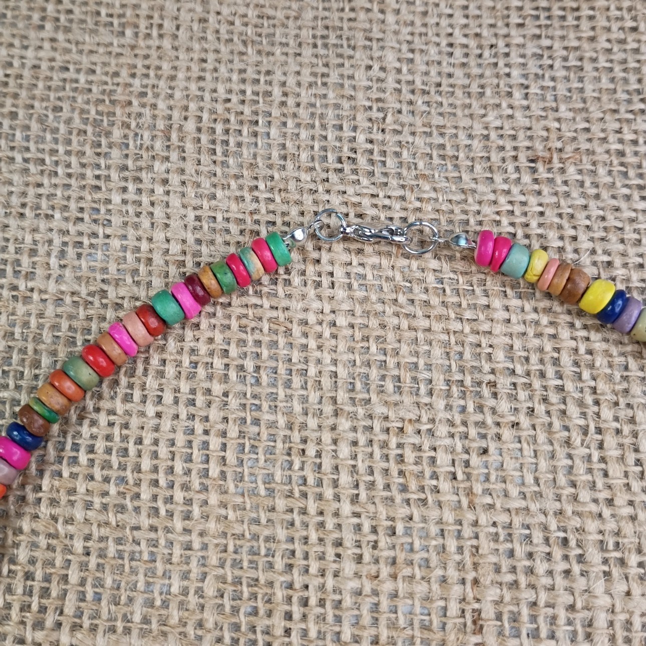 Handmade Thin Wooden Beaded Choker Necklace Coconut Shell Wood Unisex 18″ Inches