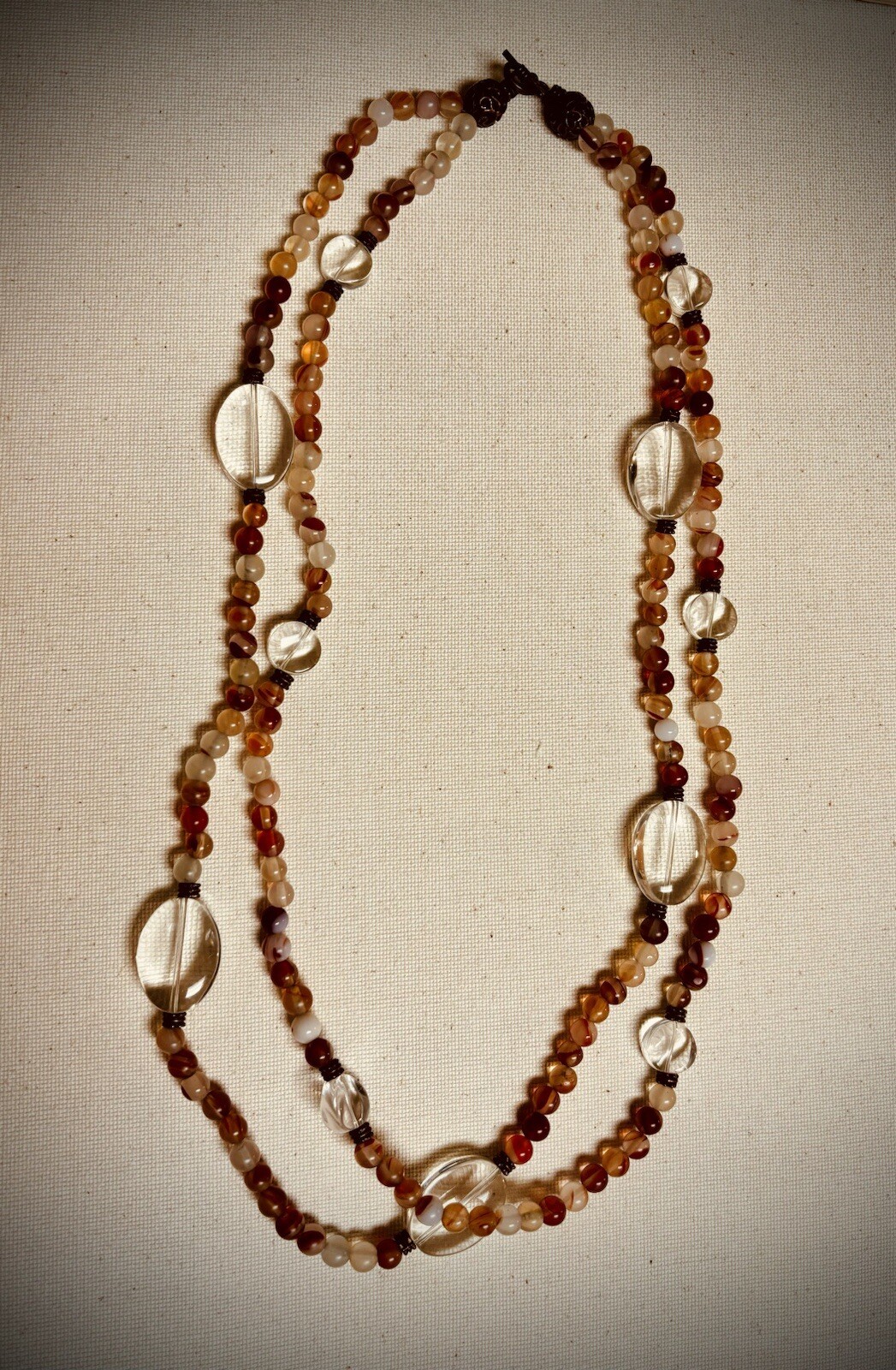 Double Layer 6mm Natural Round Red Striped Agate Necklace 18/20 inch Long