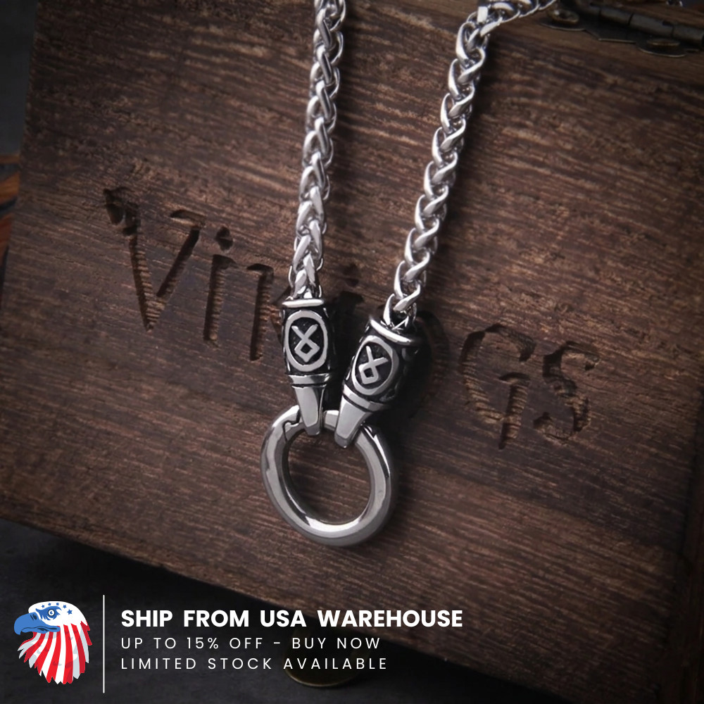 Viking Necklace Nordic Rune Open Round Clasp Pendant Stainless Steel Gift New
