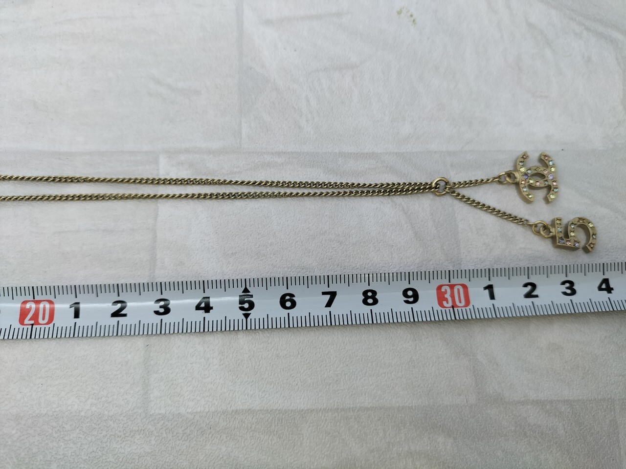Auth CHANEL No.5 Coco Mark Necklace Accessory Rhinestone Metal Made in Italy