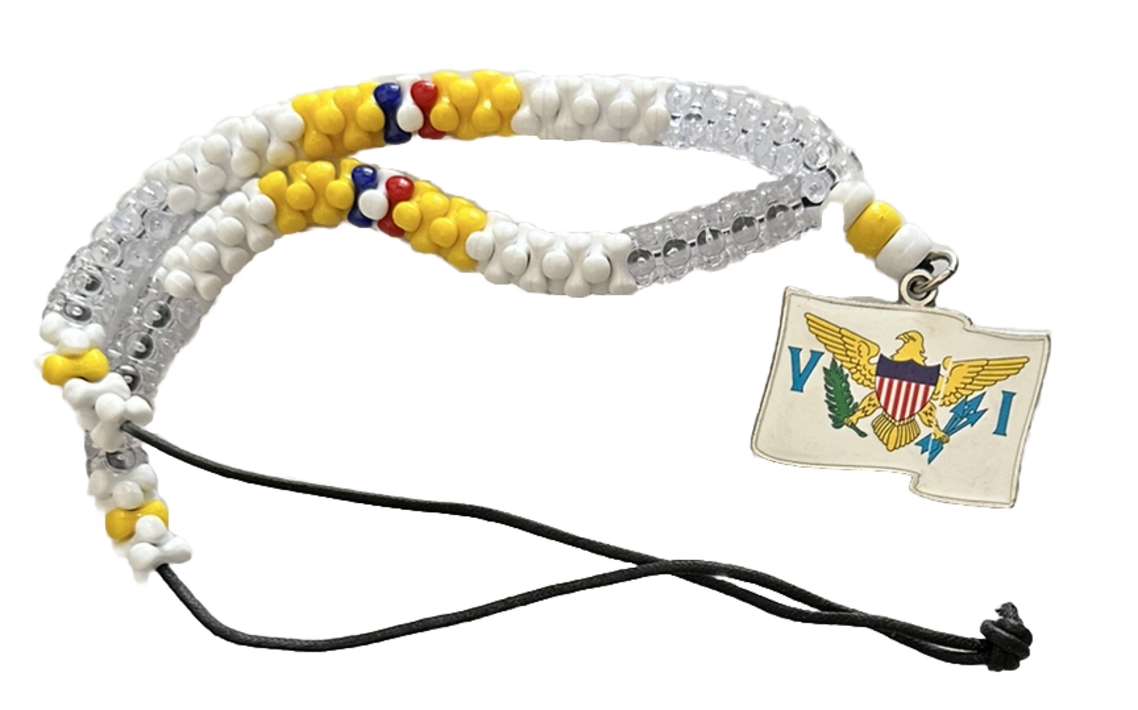 VIRGIN ISLAND COLOR BEADED Necklace Pendant With 14” Beaded In Leather