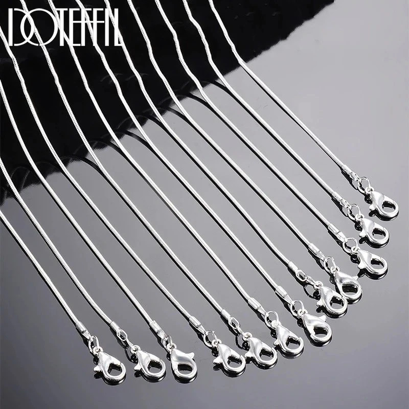 10PCS wholesale 925 sterling solid silver 1MM 16-30inch snake chain necklace