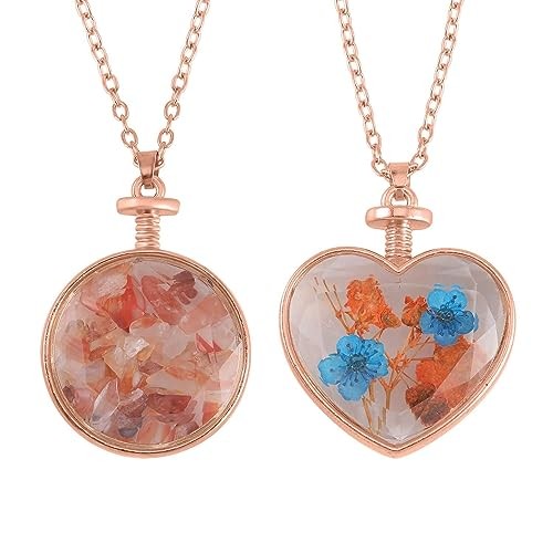 Goldtone Glass Dyed Agate Set of 2 Pendant Necklace Jewelry Size 24″ Ct 7.5