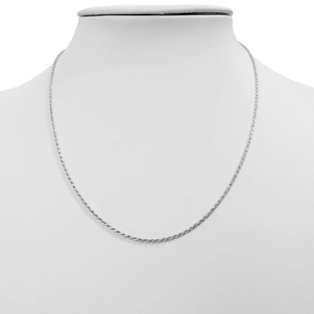 Sterling Silver Rhodium Finish 1.8 mm Rope Chain Necklace, Made in Italy