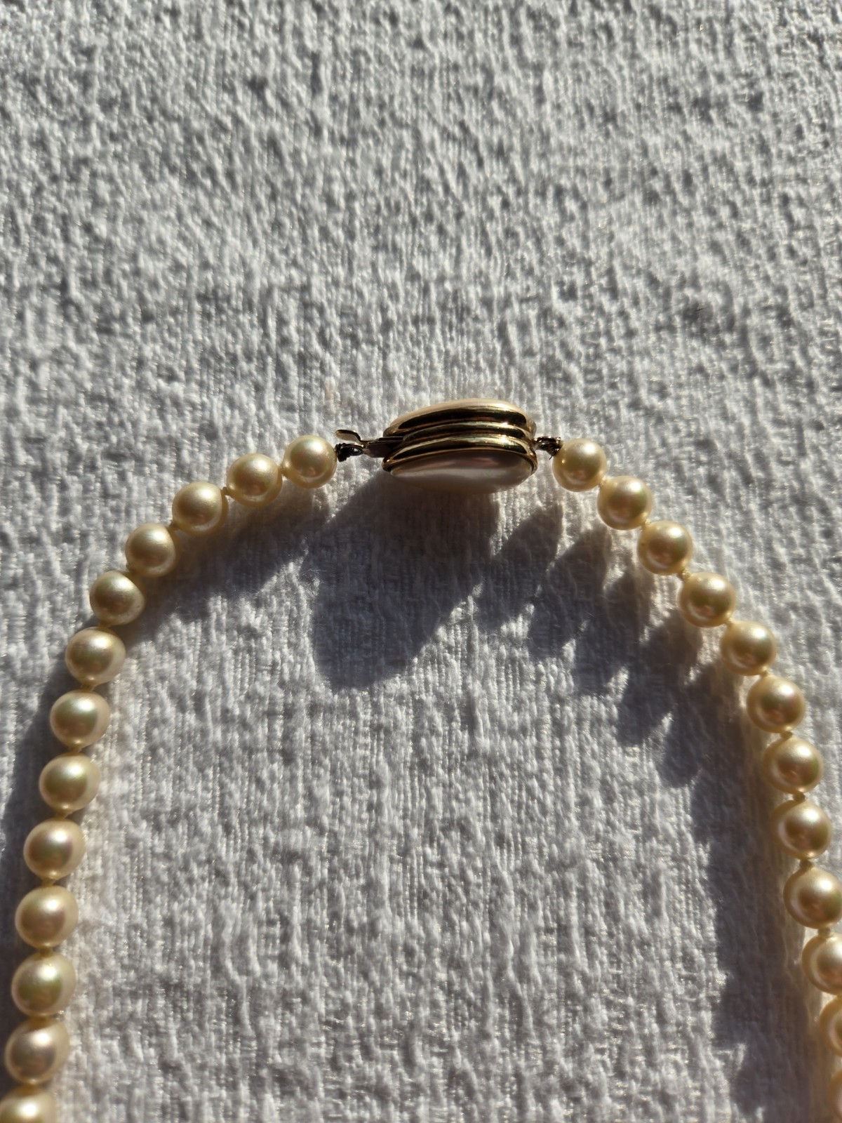 Vintage Cream Faux Pearl Strand Necklace 18″ Princess Slide Clasp Choker Bridal