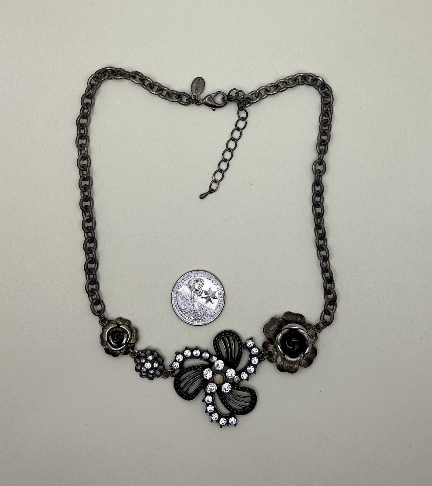 American Eagle Outfitters- Multi Metal & Rhinestone Floral Adjustable Necklace