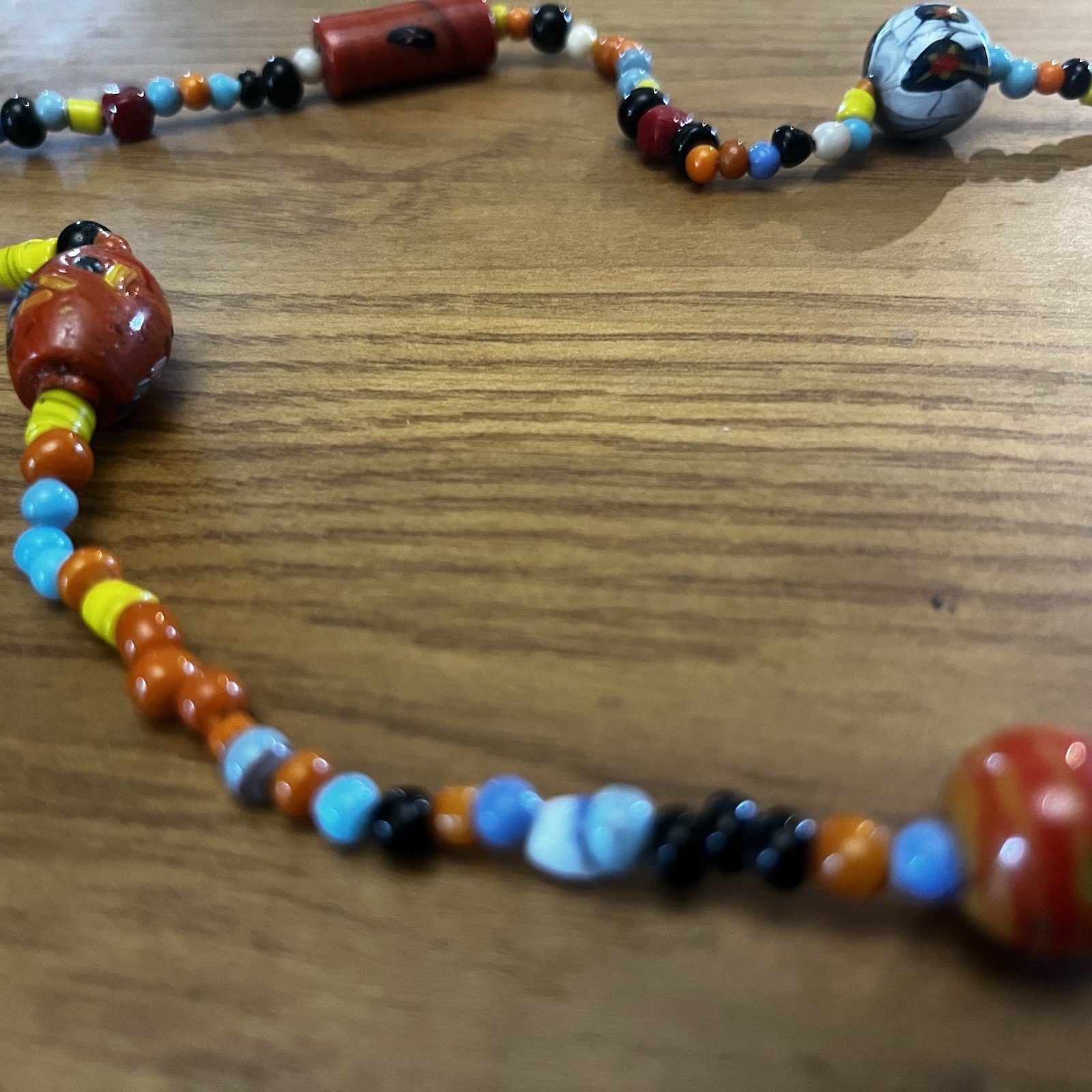 Multicolor Glass Round Beaded Strand Necklace Bohemian Long 24+in
