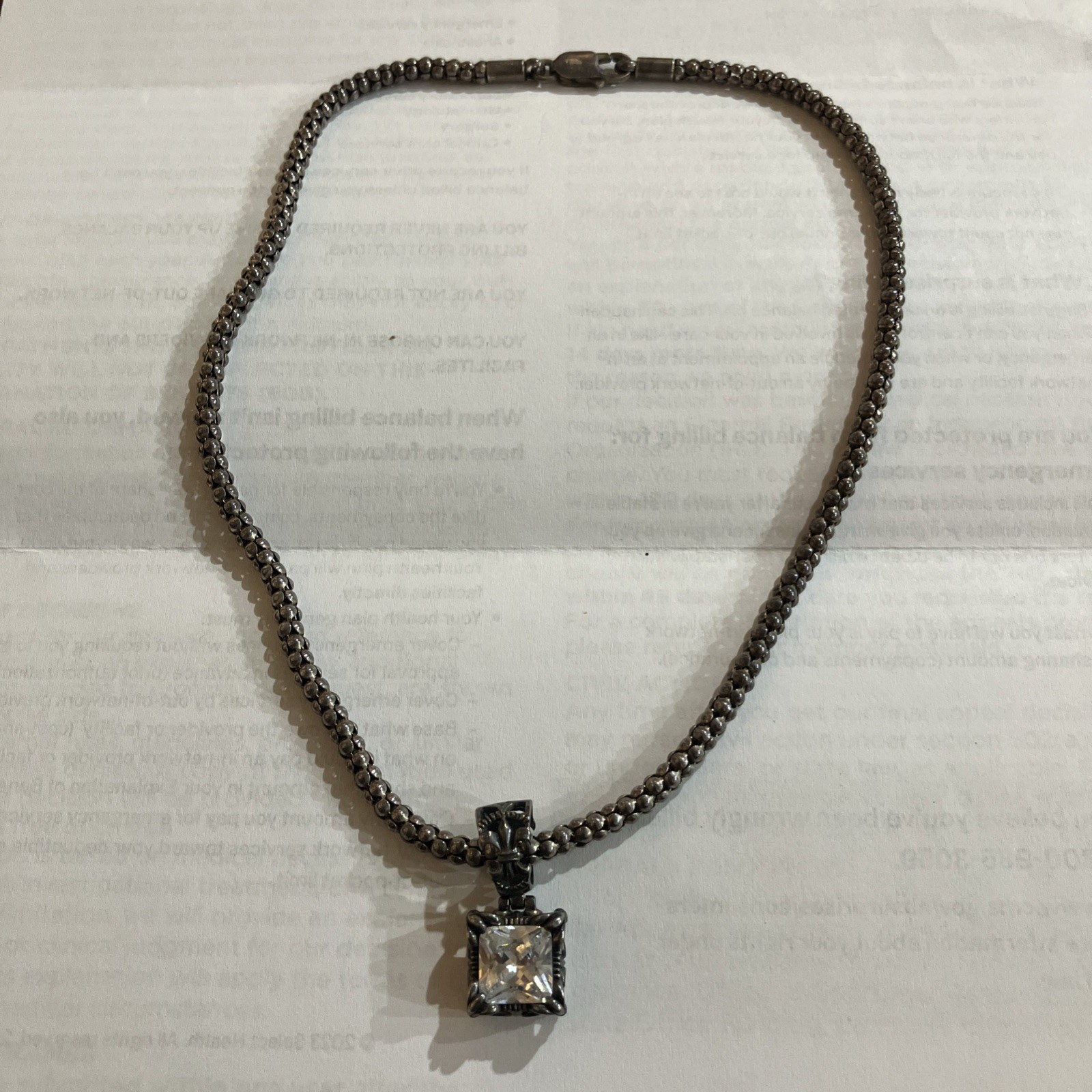 Silpada N1106 17” Popcorn Necklace & S0979 Uptown Cubic Zirconia Pendant.