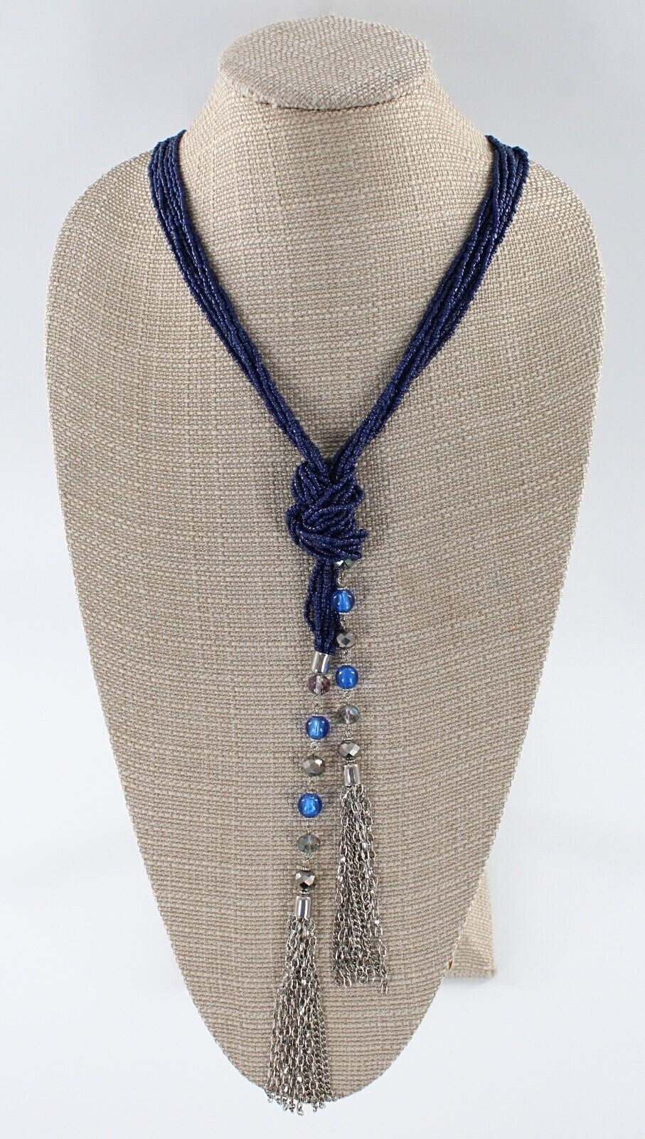 New MIXIT Blue Seed Bead Multi Strand Tassel Pendant Necklace #N2792