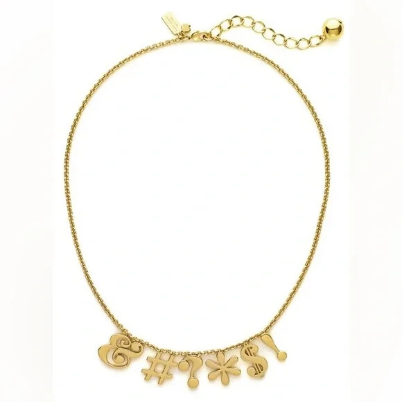 KATE SPADE NEW YORK GOLD CHARM NECKLACE SAY YES IDIOM “PARDON MY FRENCH”