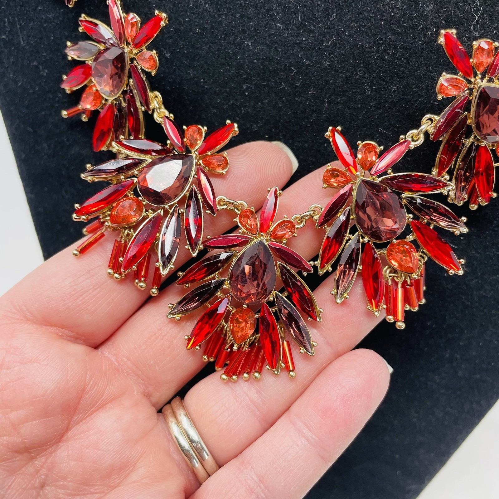 INC International Concepts Gold-Tone Tonal Mix Stone Cluster Statement Necklace