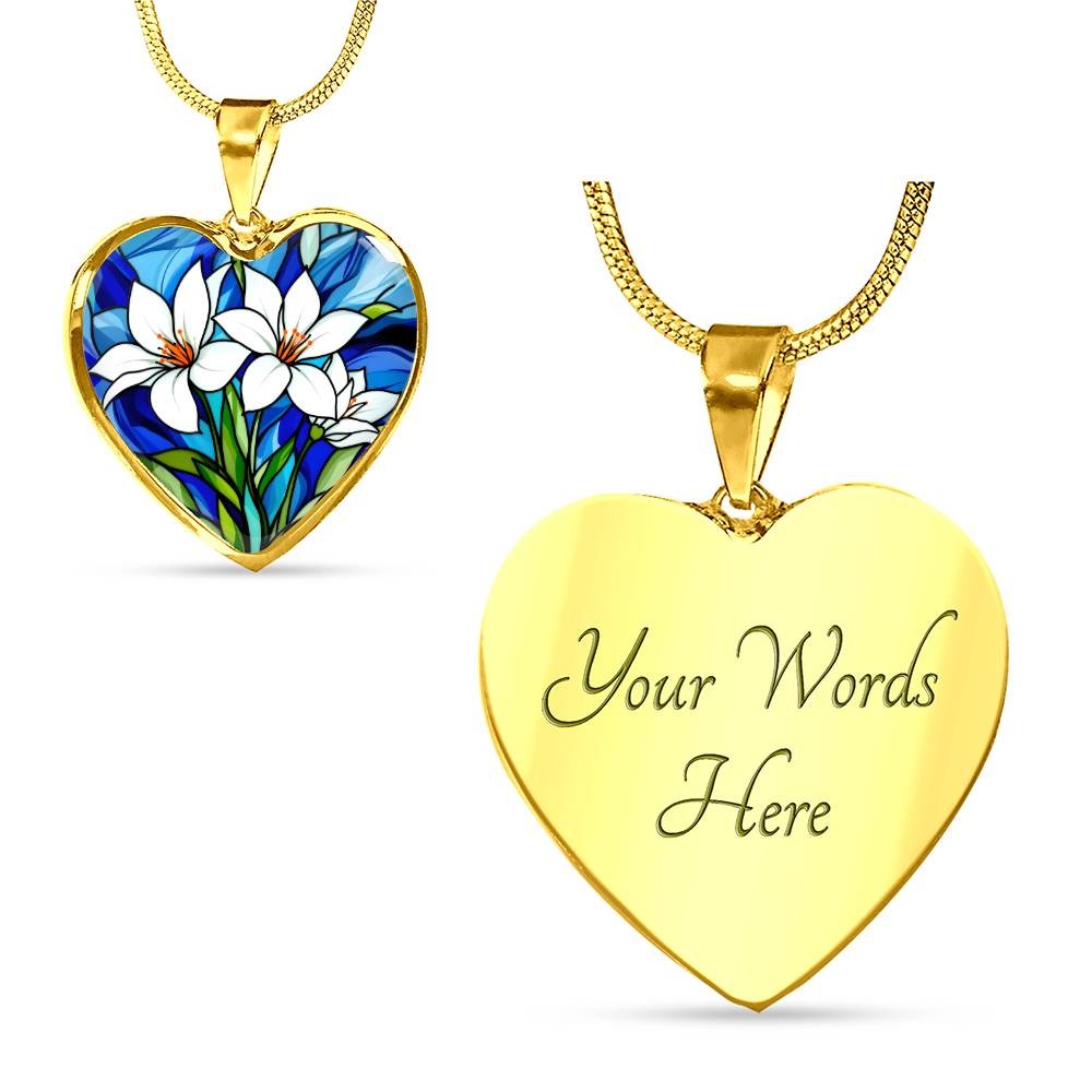 Lily Floral Necklace with Engraving