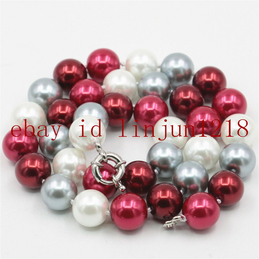 Natural 8mm Multicolor South Sea Shell Pearl Round Gemstone Necklace 18” AAA