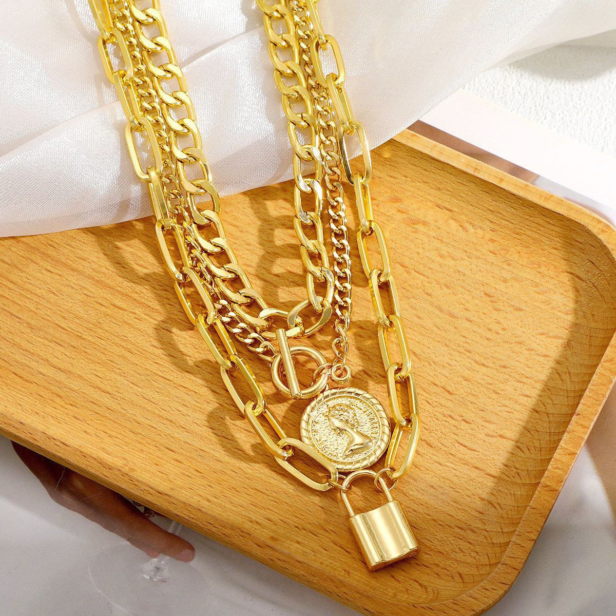 Chunky Multi-Layer Necklace Trendy Pendants Choker Women Fashion Jewelry 98-3