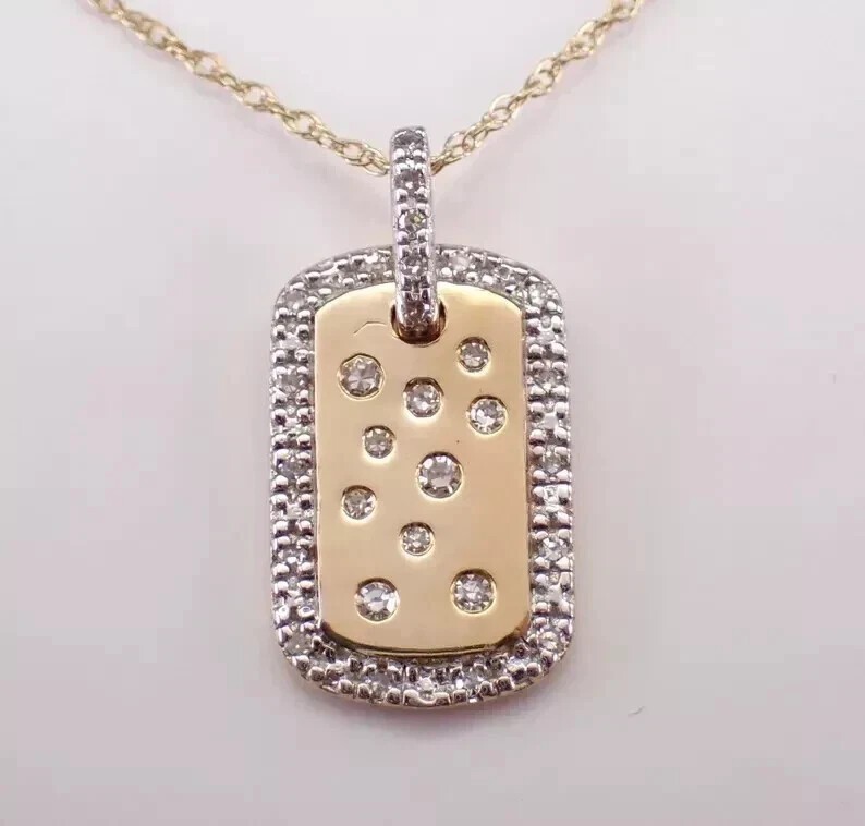 2Ct Round Cut Simulated Diamond Dog Tag Charm Pendant In 14K Yellow Gold Plated